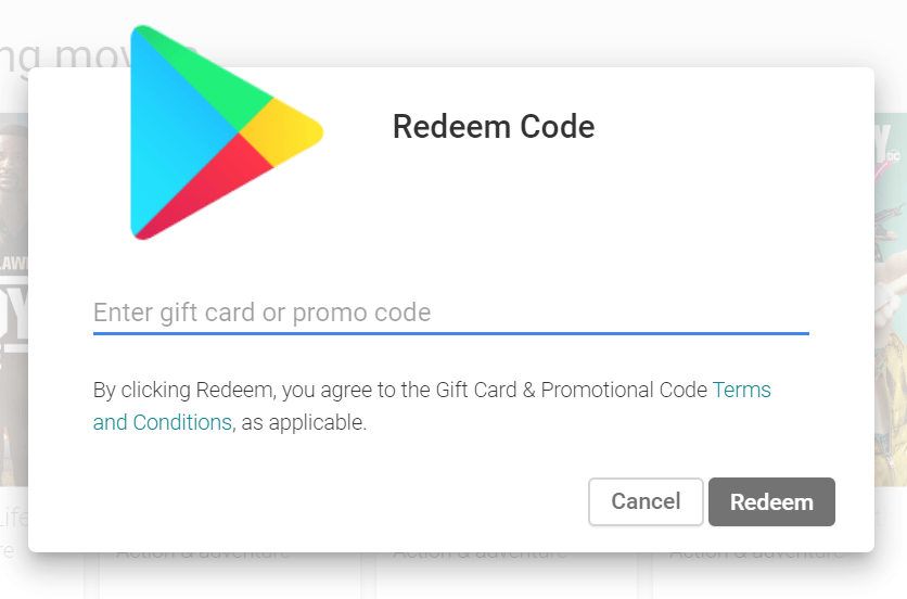 Google Play Store Gift Card Activation