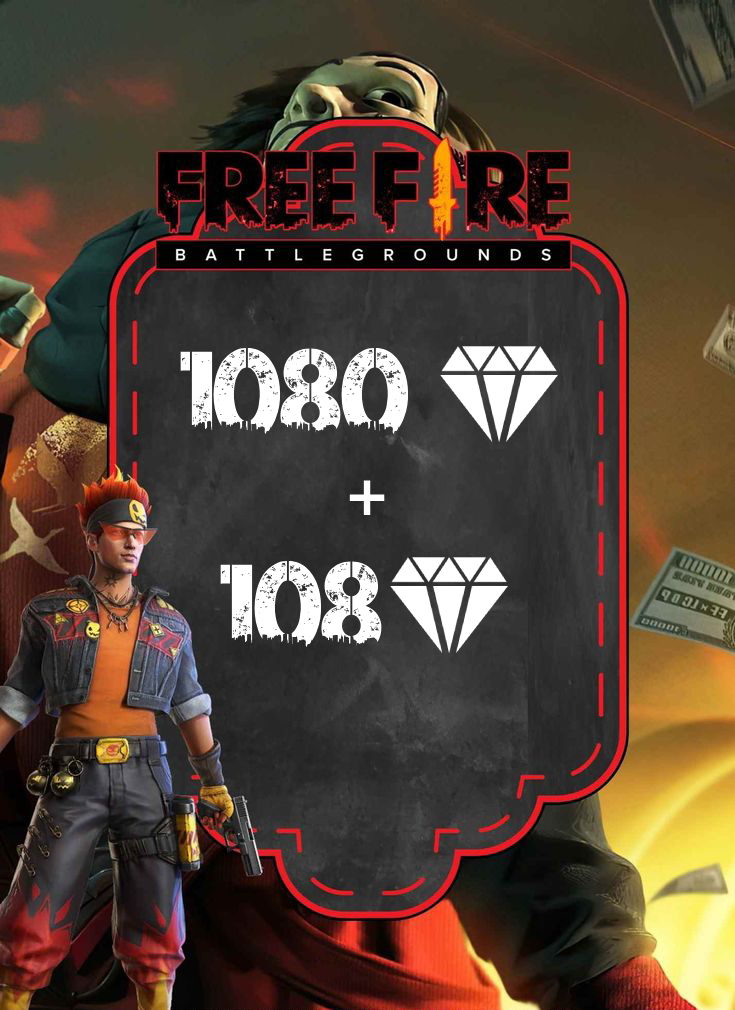 Free Fire 1080 бриллиантов + 108 бриллиантов в подарок