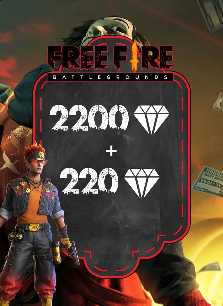 Free Fire 2200 бриллиантов + 220 бриллиантов в подарок