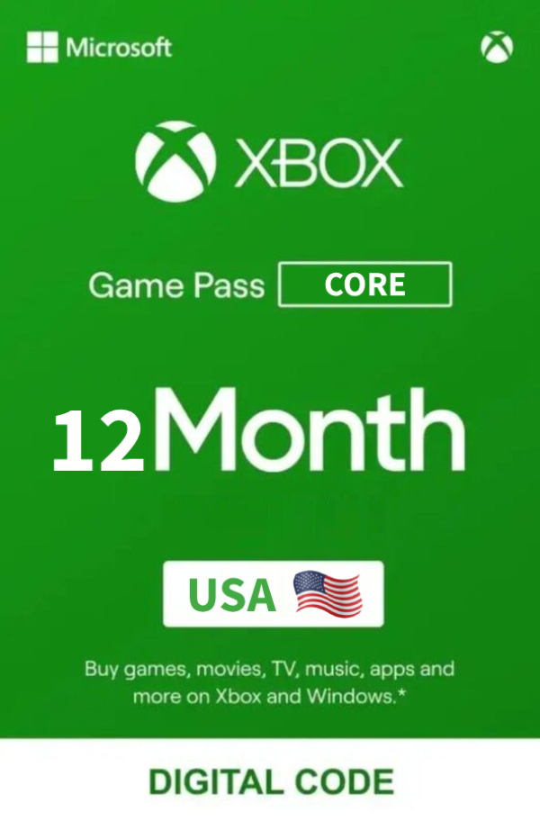 Подписка Xbox Game Pass CORE (Live Gold) 12 месяцев (США)