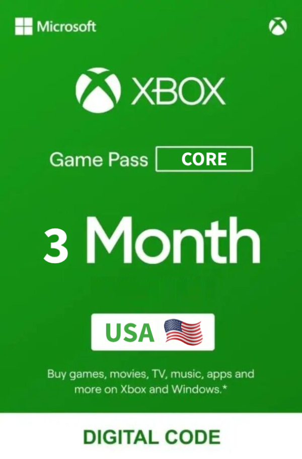 Подписка Xbox Game Pass CORE (Live Gold) 3 месяца (США)