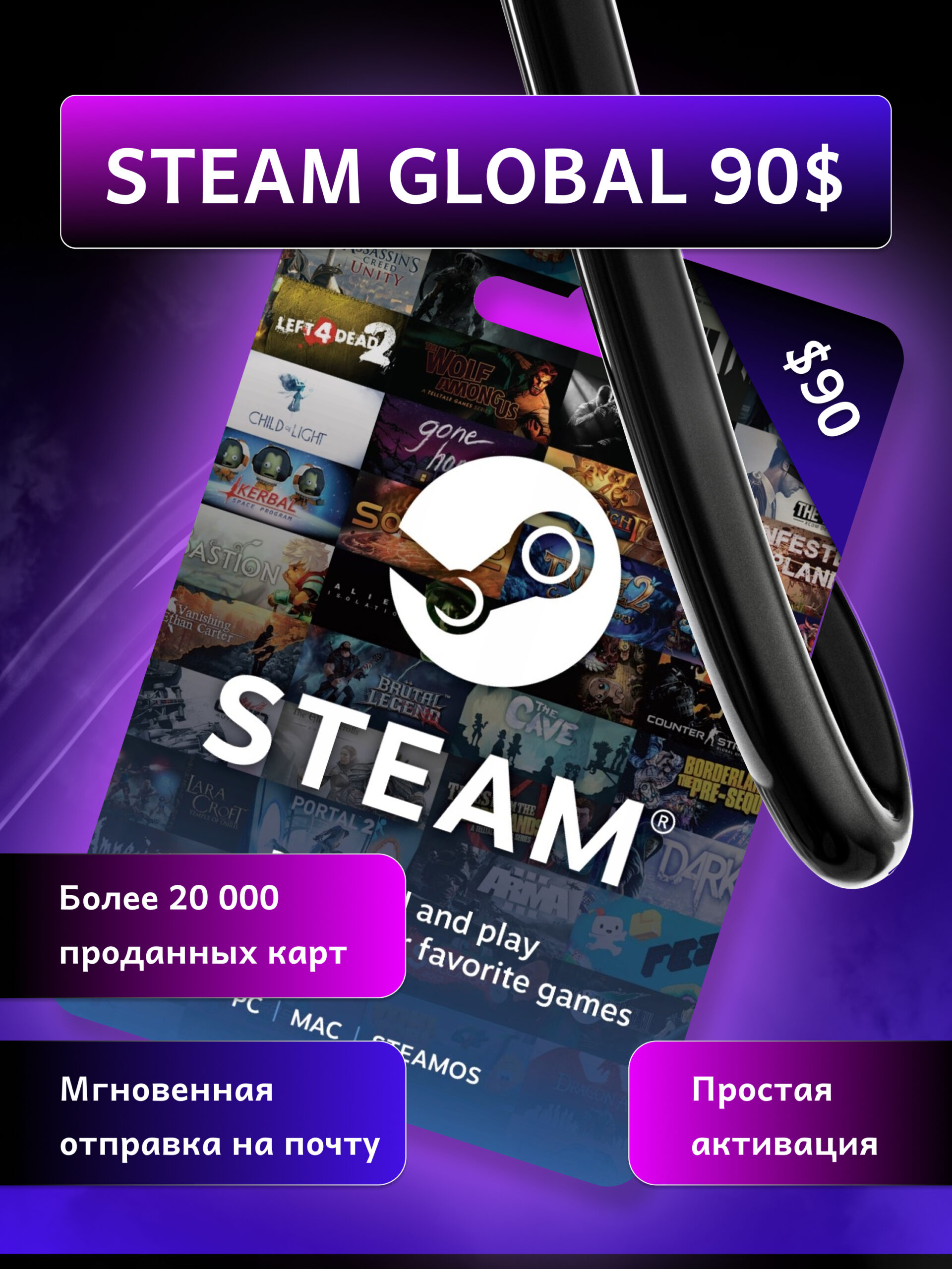 Steam gift card 90 USD (Global)